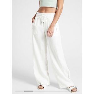 Athleta Cabo Wide Leg White Linen Pants Sz 2 Lightweight NWT